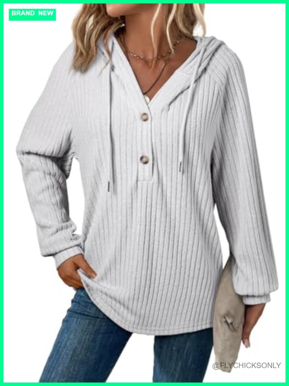 SHEWIN Women's V-Neck Hooded Sweater Lightweight Knit Pullover Casual Fall Top